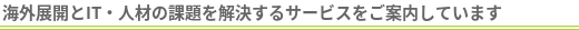 海外展開とIT・人材の課題を解決するサービスをご案内しています
